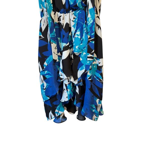 PARKER Diane Surplice Wrap Dress Mini Blue Gardenia Abstract Sz Medium Romantic - Picture 8 of 10